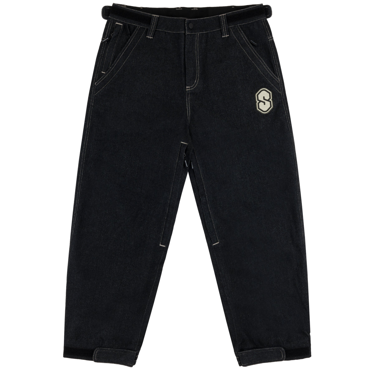 3 Ply Denim Pant black snow denim street mountain 5 pocket jeans 15k 3ply denim shell contrast stitching details fully tapesd seams pfc free dwr ykk metal zippers inside leg vent snow snowboarding water proof technical outerwear vintage souvenir boarder style baggy