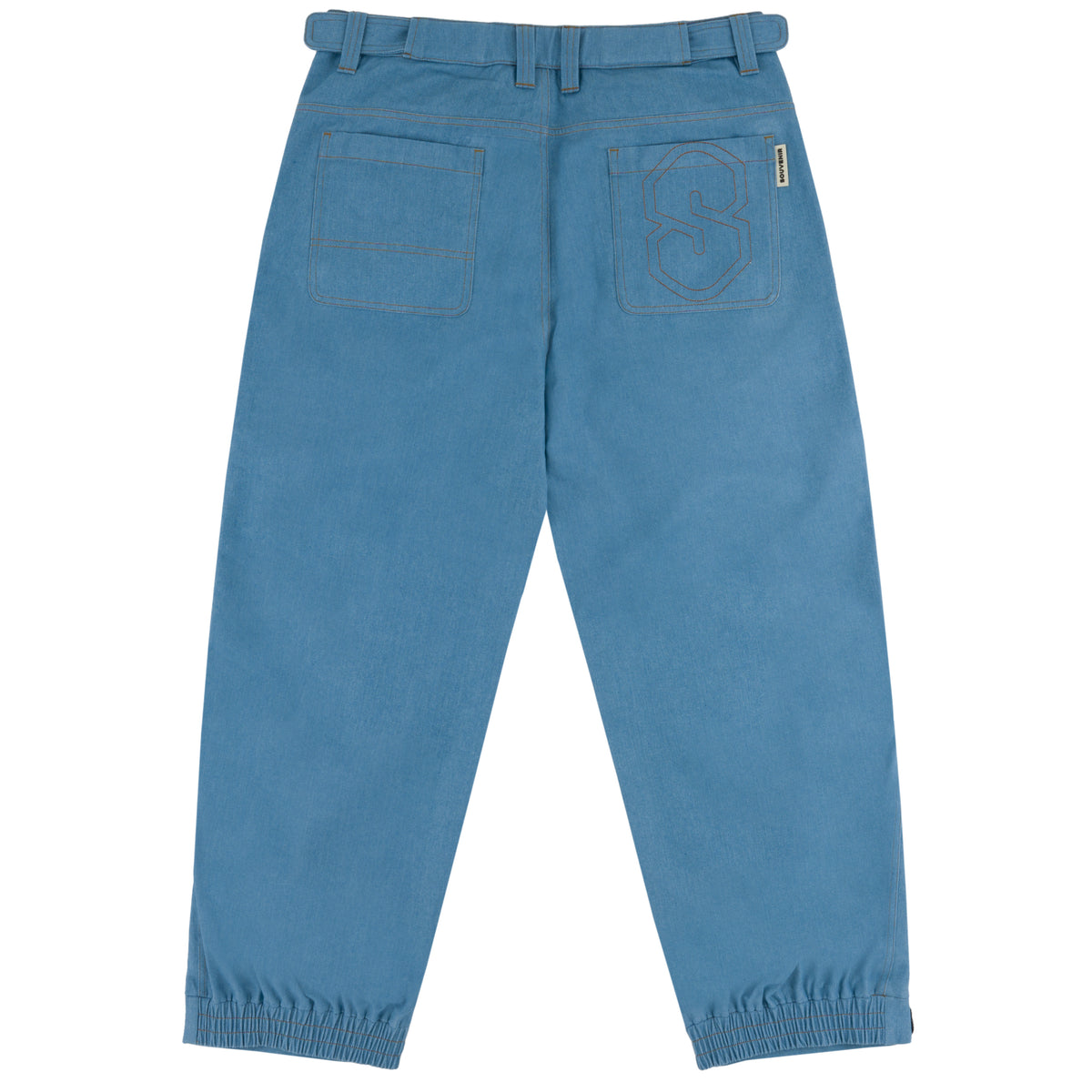 3 Ply Denim Pant faded indigo snow denim street mountain 5 pocket jeans 15k 3ply denim shell contrast stitching details fully tapesd seams pfc free dwr ykk metal zippers inside leg vent snow snowboarding water proof technical outerwear vintage souvenir boarder style baggy