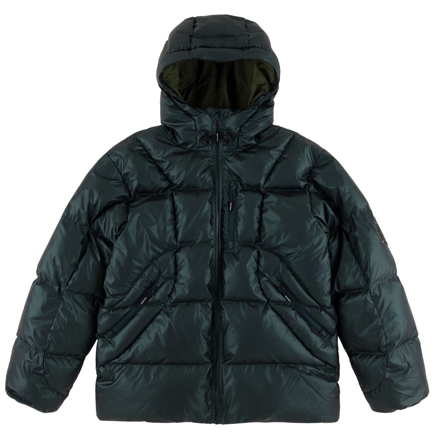 Mountain Puffy deep forest 400 fill synthetic down insulation ykk vislon zipper power skirt ykk zipper wolrd logo montreal souvenir cold temperature warm jacket winter snowboard snowboarding outerwear waterproof puffy vintage rideable puffy boarder street fashion