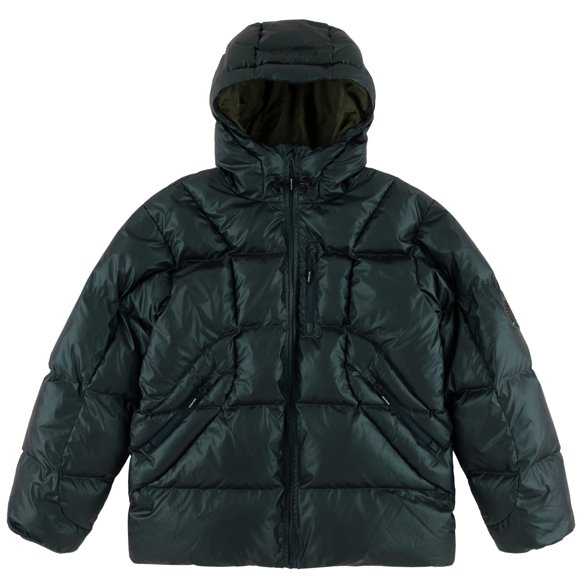 Mountain Puffy deep forest 400 fill synthetic down insulation ykk vislon zipper power skirt ykk zipper wolrd logo montreal souvenir cold temperature warm jacket winter snowboard snowboarding outerwear waterproof puffy vintage rideable puffy boarder street fashion