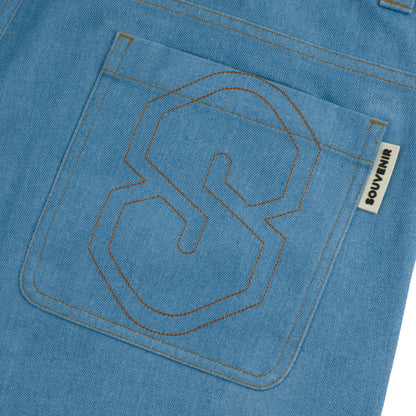 3 Ply Denim Pant faded indigo  snow denim street mountain  5 pocket jeans 15k 3ply denim shell contrast stitching details fully tapesd seams pfc free dwr ykk metal zippers inside leg vent snow snowboarding water proof technical outerwear vintage souvenir boarder style baggy 