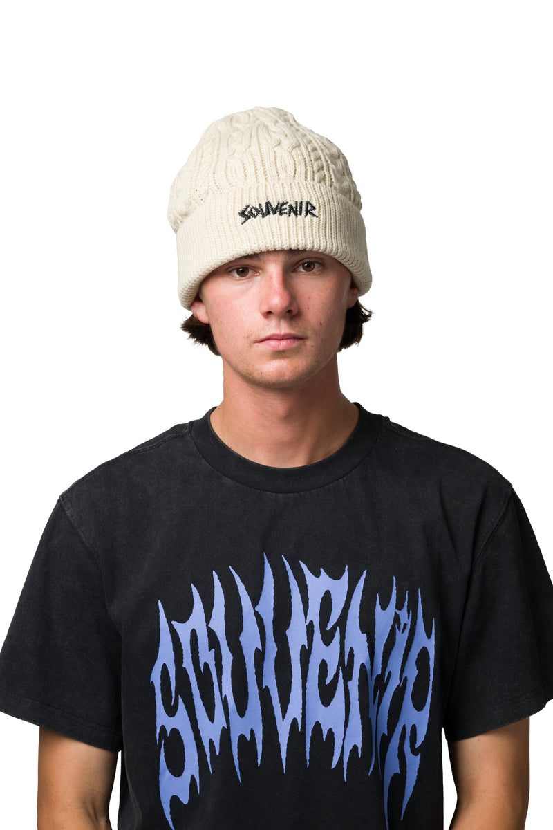 Cable Knit Beanie - White