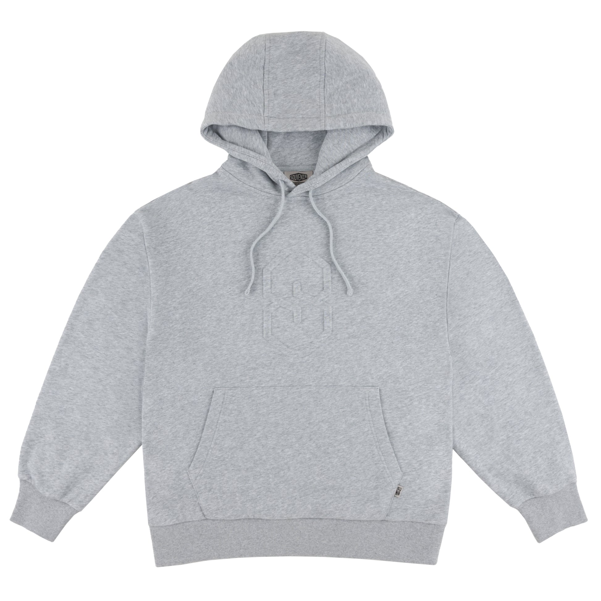 Embossed Hoody "S" heater grey boxy fit premium 360 gms reverse weave fleece large embossed logo 