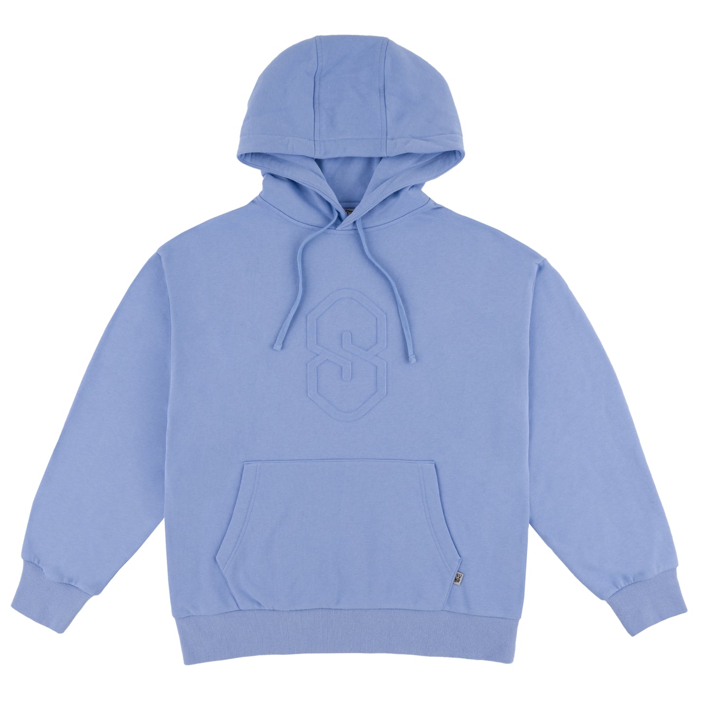 Embossed Hoody "S" frosty blue  boxy fit premium 360 gms reverse weave fleece large embossed logo 