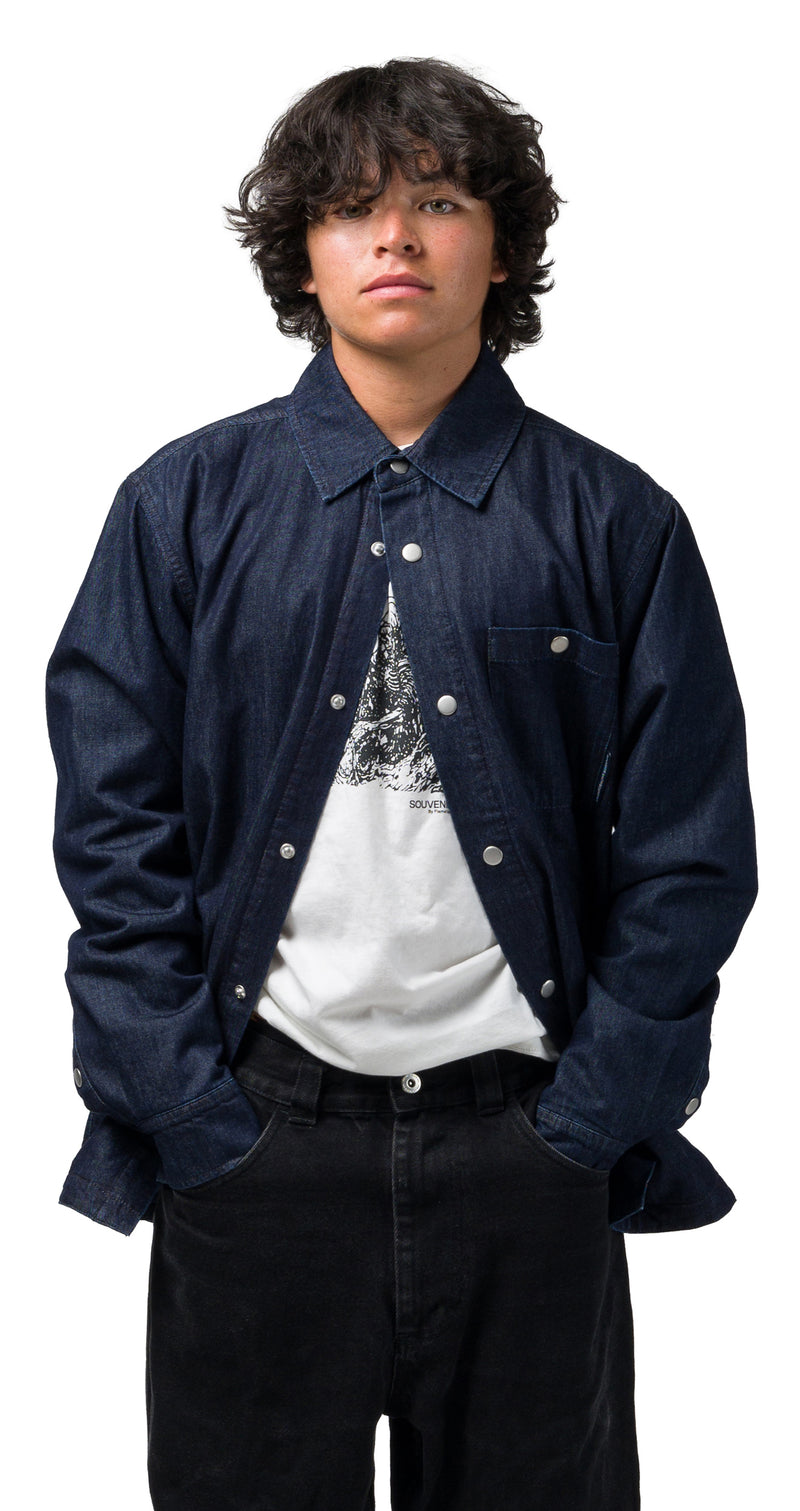 Quilted Denim Shirt - Dark Indigo