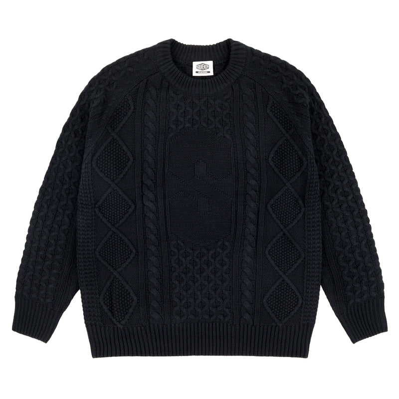 Engineered Cable Knit Sweater