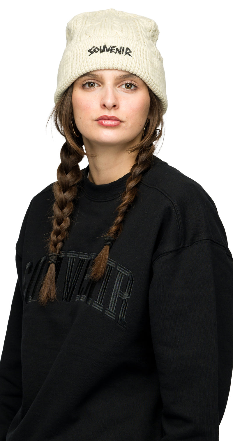 Cable Knit Beanie - White