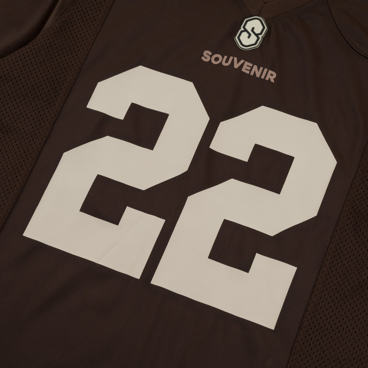 Football Jersey brown s 22 brown's 2000's dazzle fabric multiple branding oversized fit v neck large number print stars souvenir 