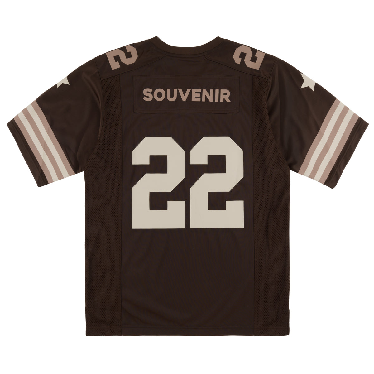 Football Jersey brown s 22 brown's 2000's dazzle fabric multiple branding oversized fit v neck large number print stars souvenir 