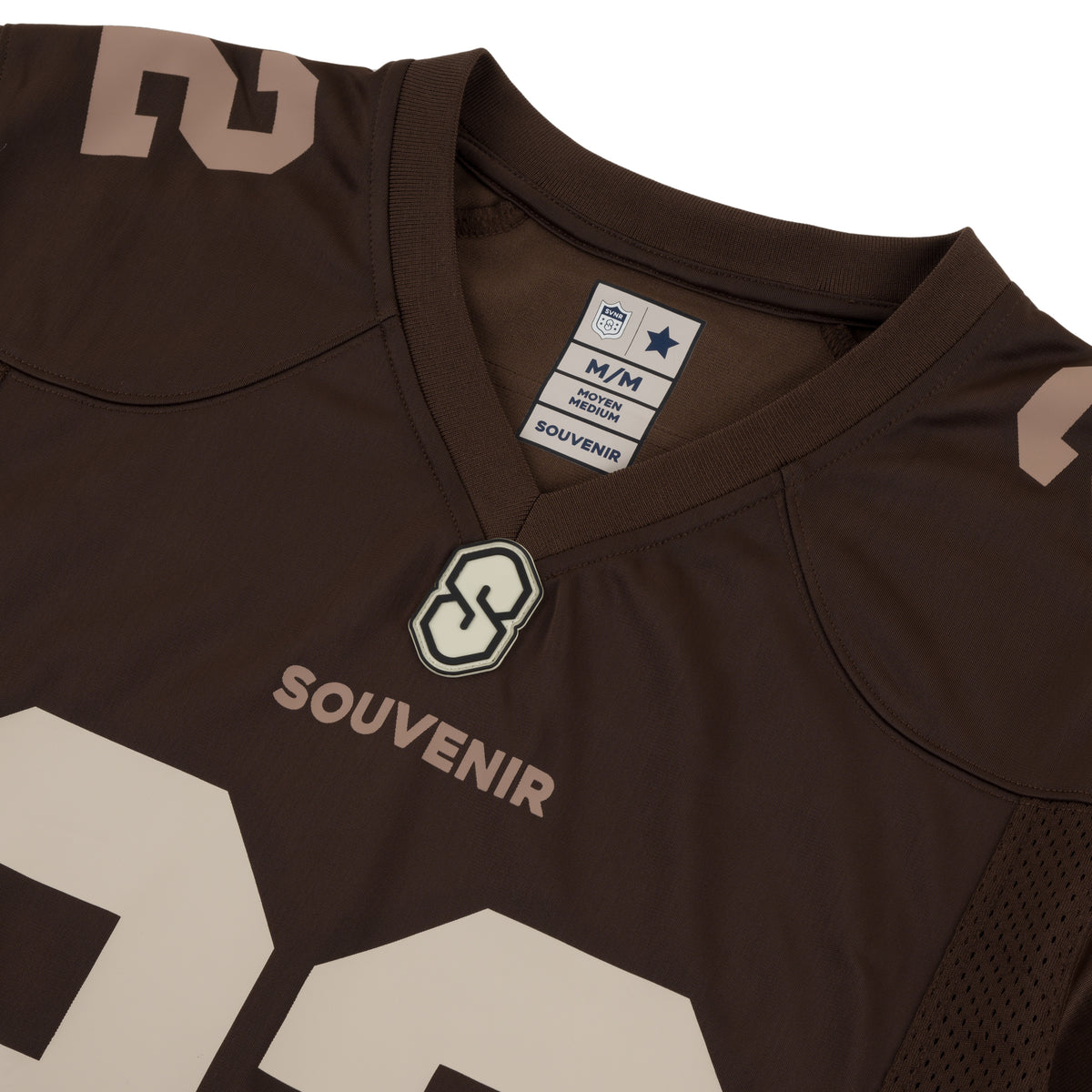 Football Jersey brown s 22 brown's 2000's dazzle fabric multiple branding oversized fit v neck large number print stars souvenir 