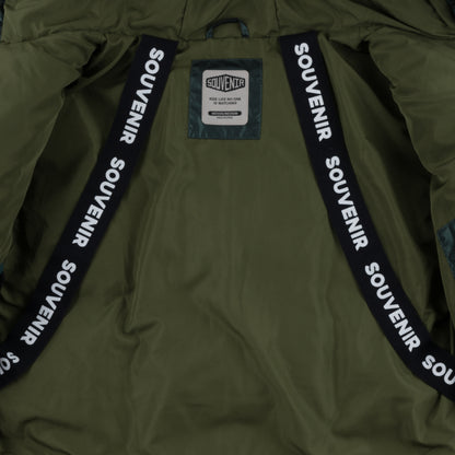 Mountain Puffy deep forest 400 fill synthetic down insulation ykk vislon zipper power skirt ykk zipper wolrd logo montreal souvenir cold temperature warm jacket winter snowboard snowboarding outerwear waterproof puffy vintage rideable puffy boarder street fashion ripstop 