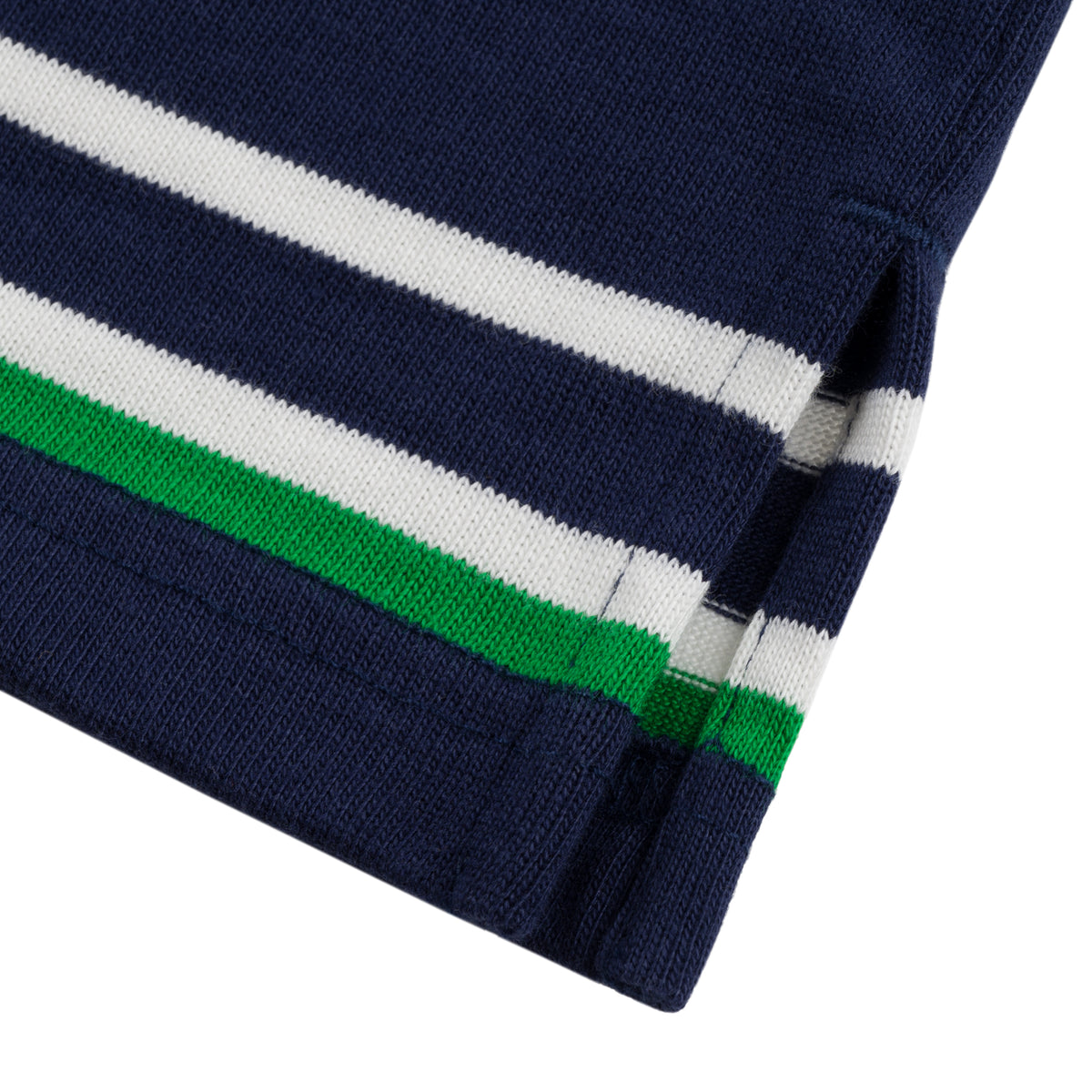 Striped Rugby Shirt  navy custom yarn dyed cotton twill rib cuffs woven collar polo souvenir world logo embroidered patch 